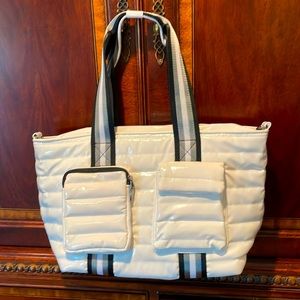 Think Royln white patent small wingman